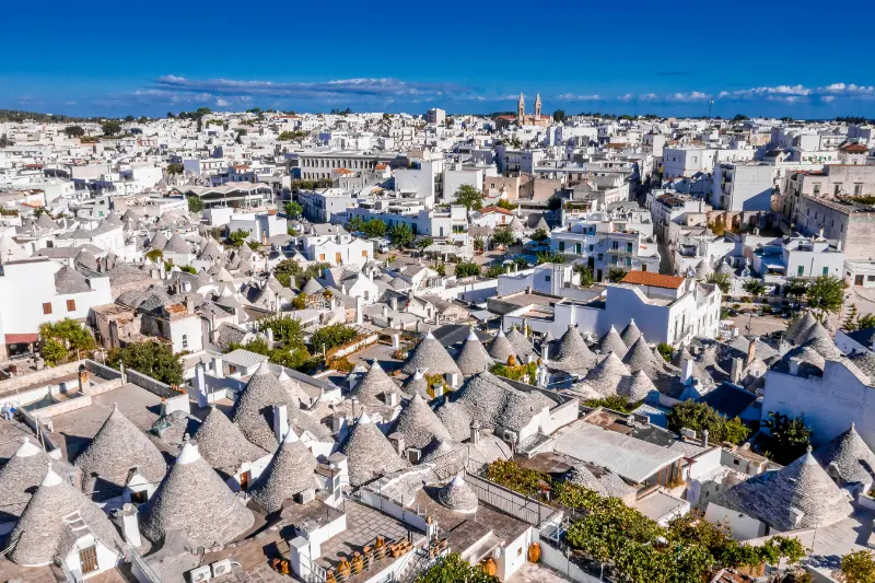Aerial view of Alberobello trulli, Puglia