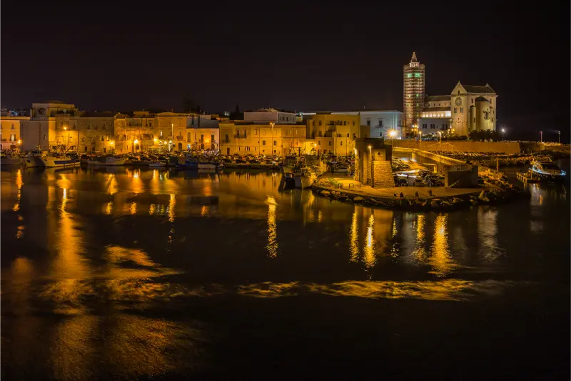 Trani harbour at night, Puglia